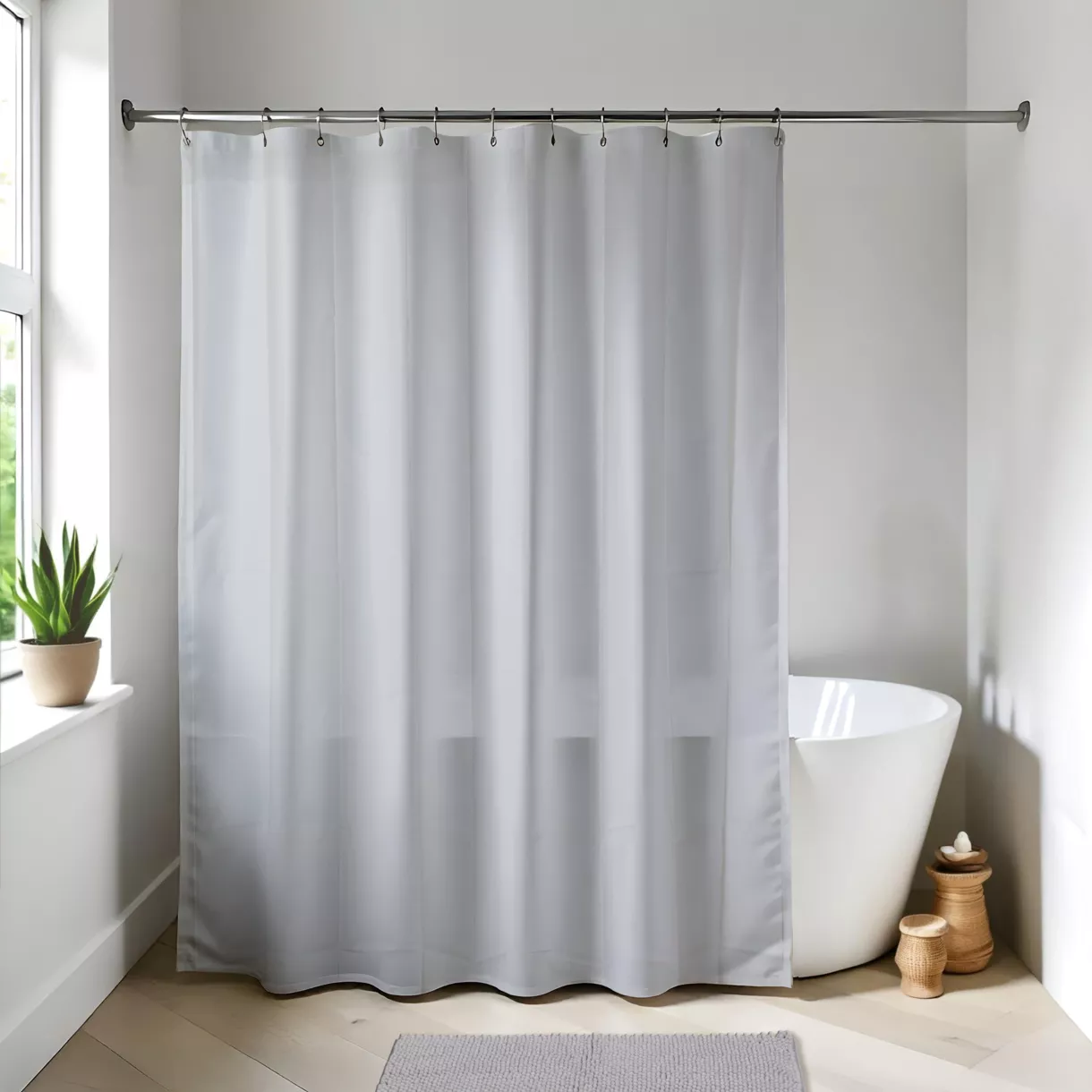 RIDEAU DE DOUCHE PEVA 180X200CM - GRIS CLAIR