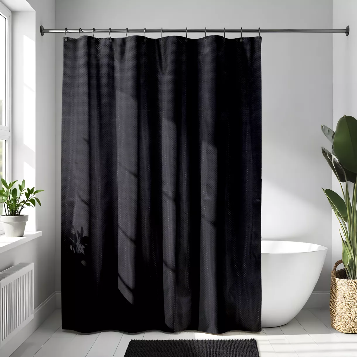 Douchegordijn met ringen (180 x 200 cm) Zwarte Diamanten