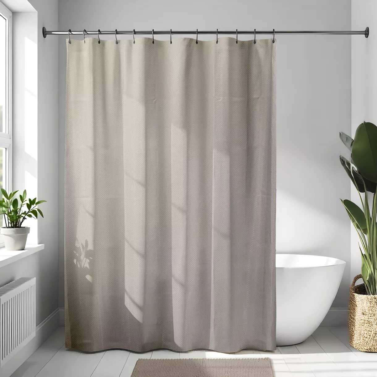 Douchegordijn met ringen (180 x 200 cm) Taupe Diamanten