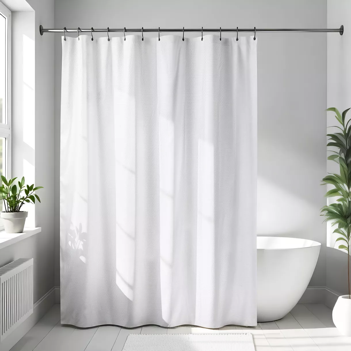 RIDEAU DE DOUCHE MICROFIBRE 180X200CM- BLANC