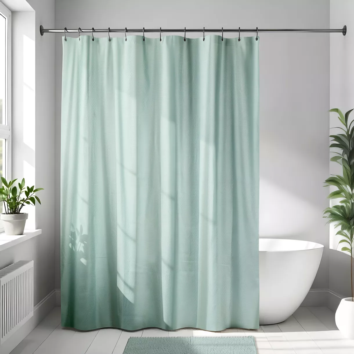 RIDEAU DE DOUCHE MICROFIBRE 180X200CM - VERT EUCALYPTUS