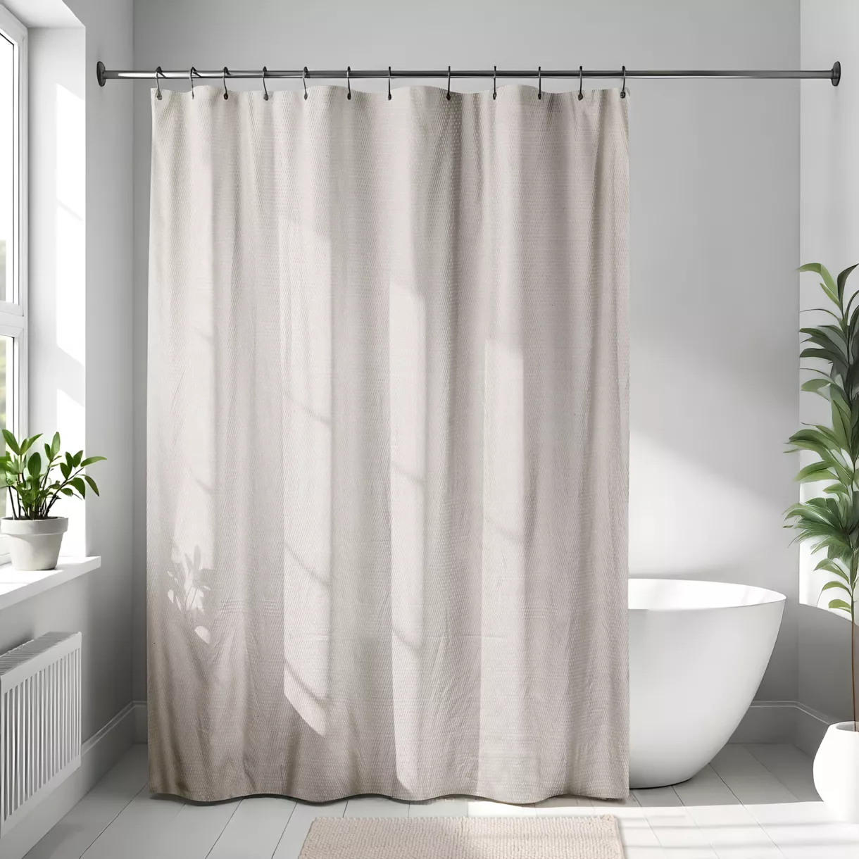 Microvezel douche gordijn (180 x 200 cm) Gewafeld Beige