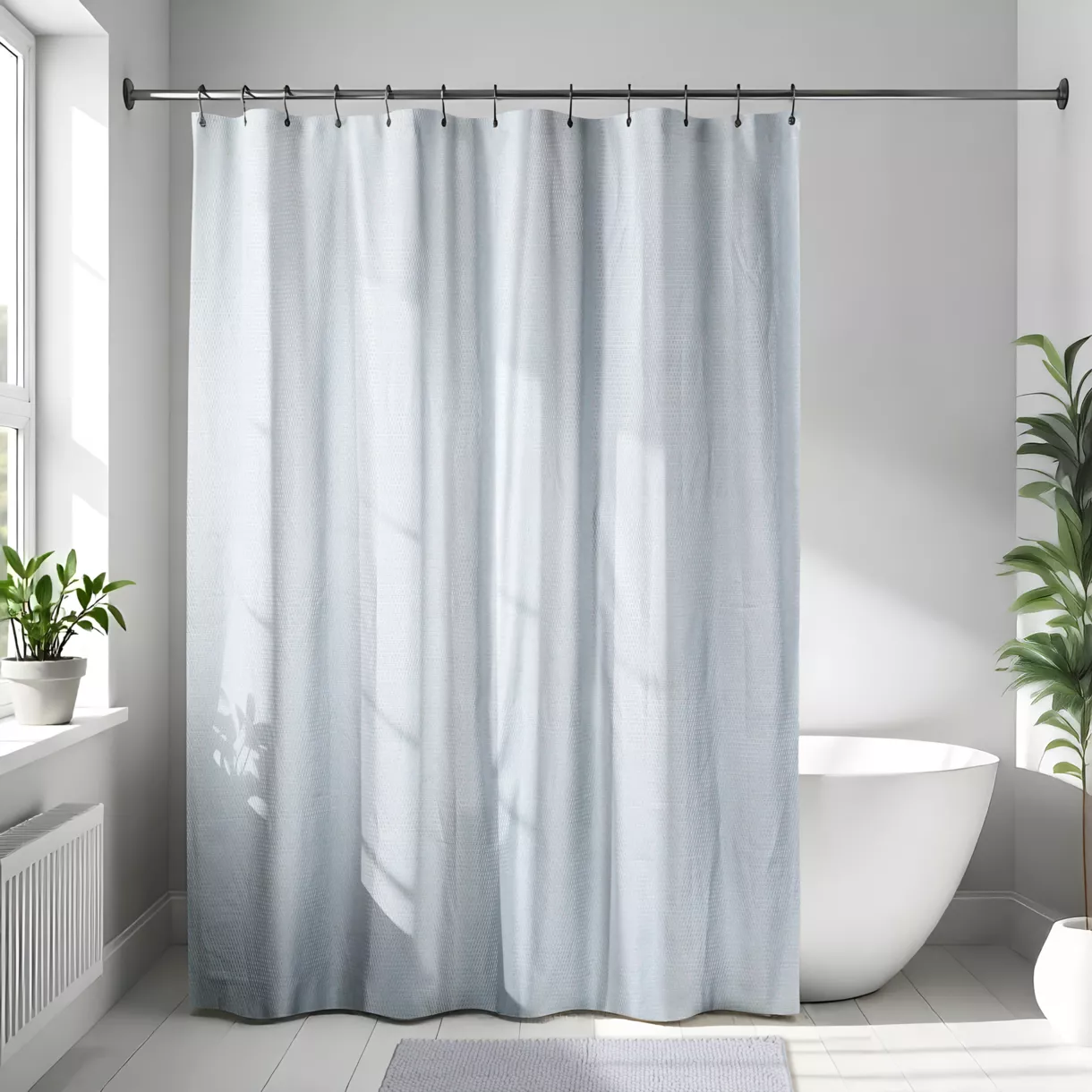 RIDEAU DE DOUCHE MICROFIBRE 180X200CM- GRIS CLAIR