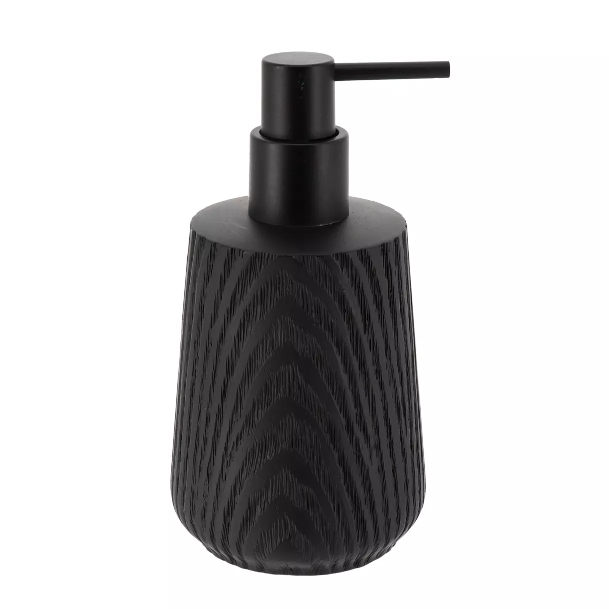 DISTRIBUTEUR A SAVON EN POLYRESINE EFFET BOIS 350ML - NOIR