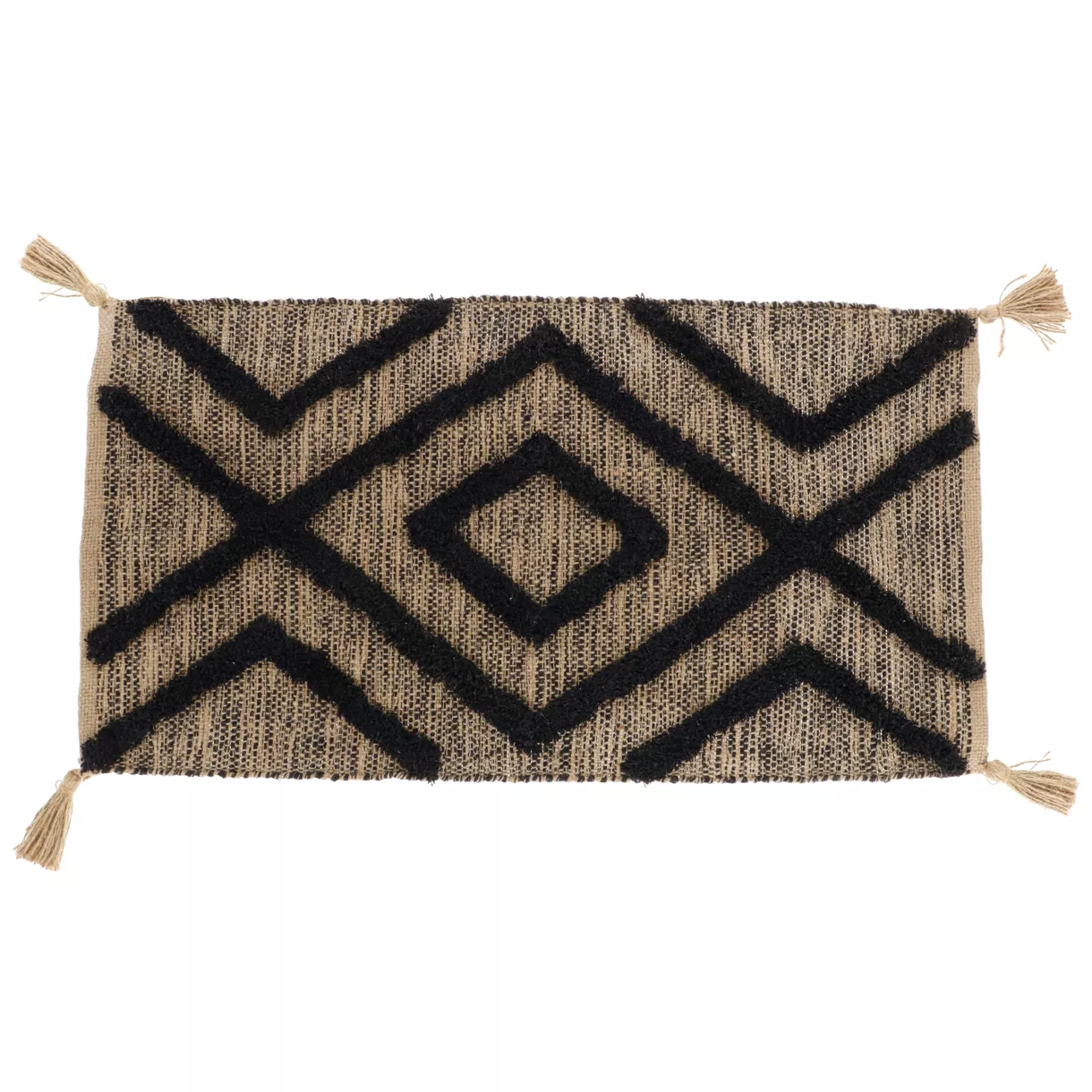 TAPIS LAGOS COTON/POLYESTER/JUTE 45X90CM - NATUREL/NOIR