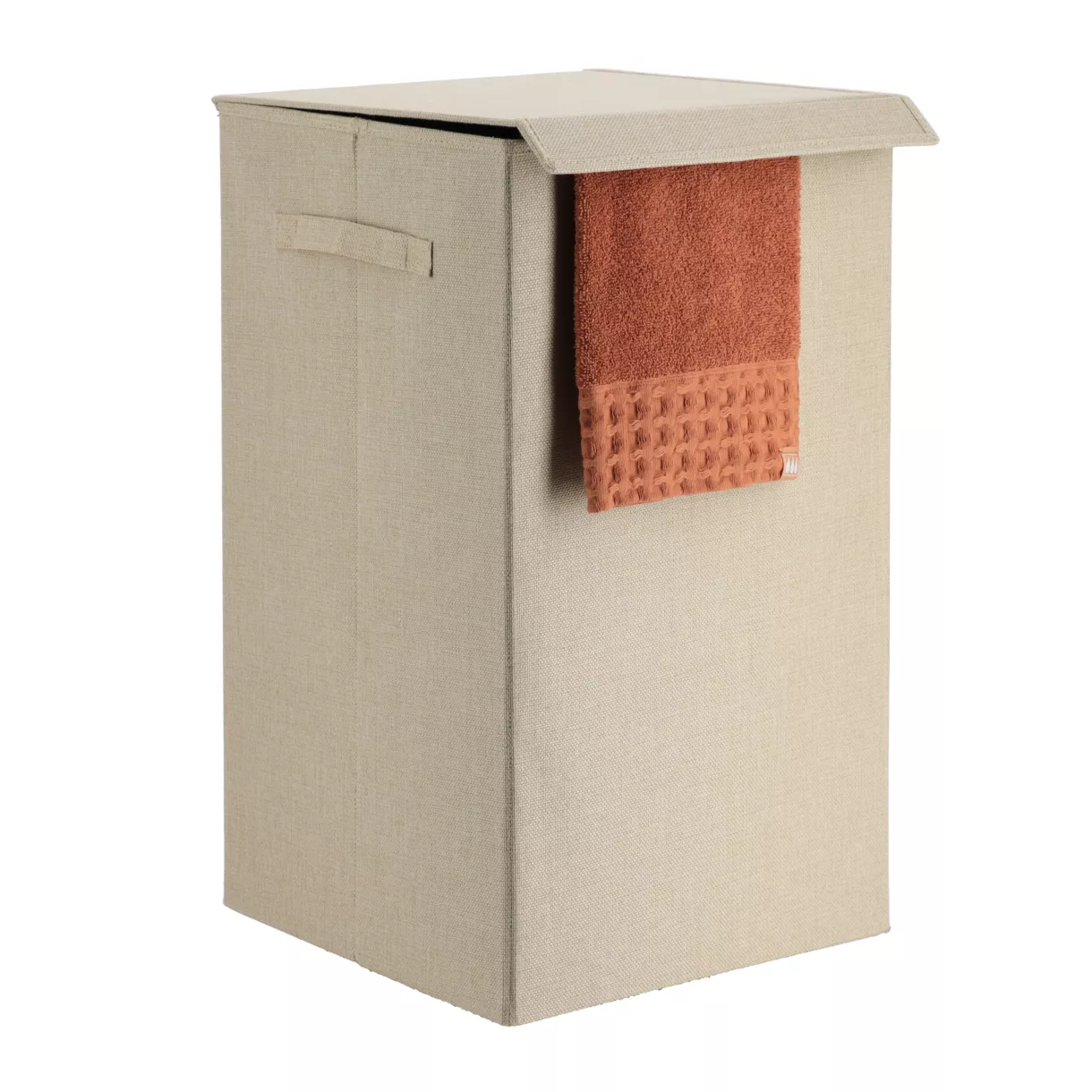 PANIERE A LINGE PLIABLE TISSU POLYESTER/MDF - NATUREL