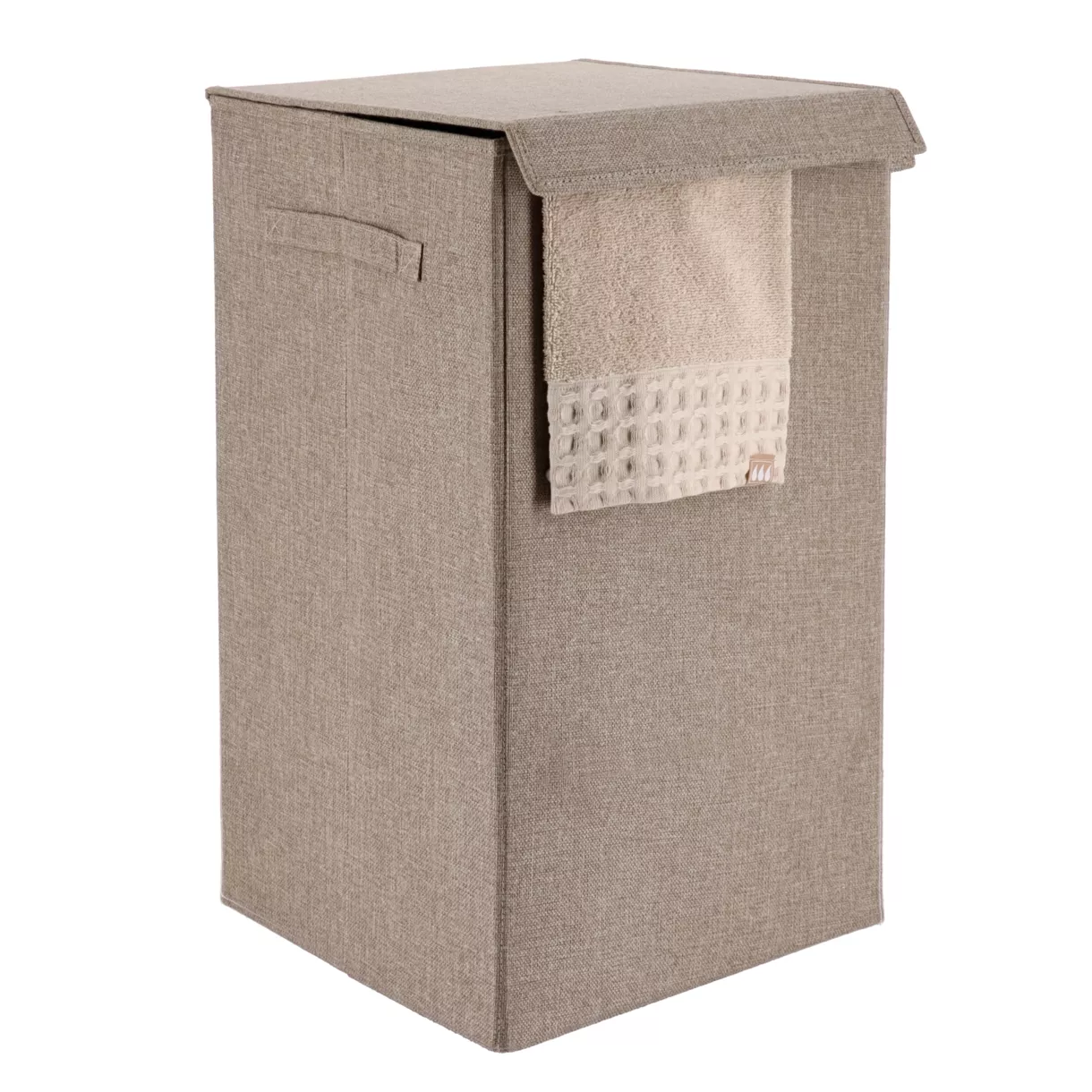 PANIERE A LINGE PLIABLE TISSU POLYESTER/MDF - TAUPE