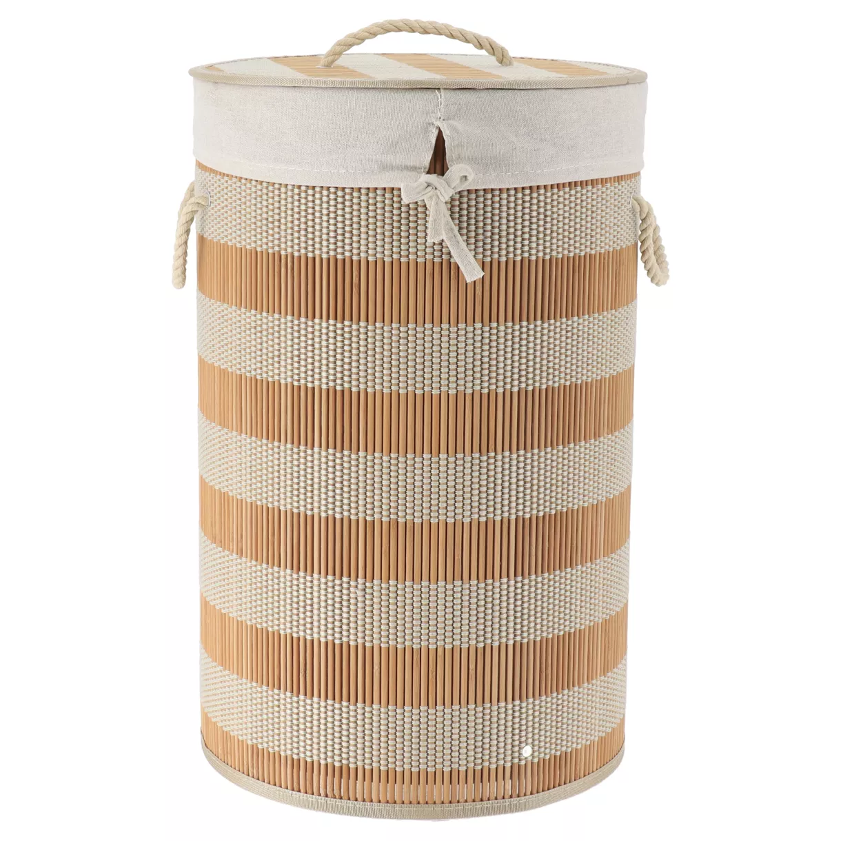 PANIERE A LINGE PLIABLE BAMBOU ET COTON AVEC COUVERCLE - NATUREL