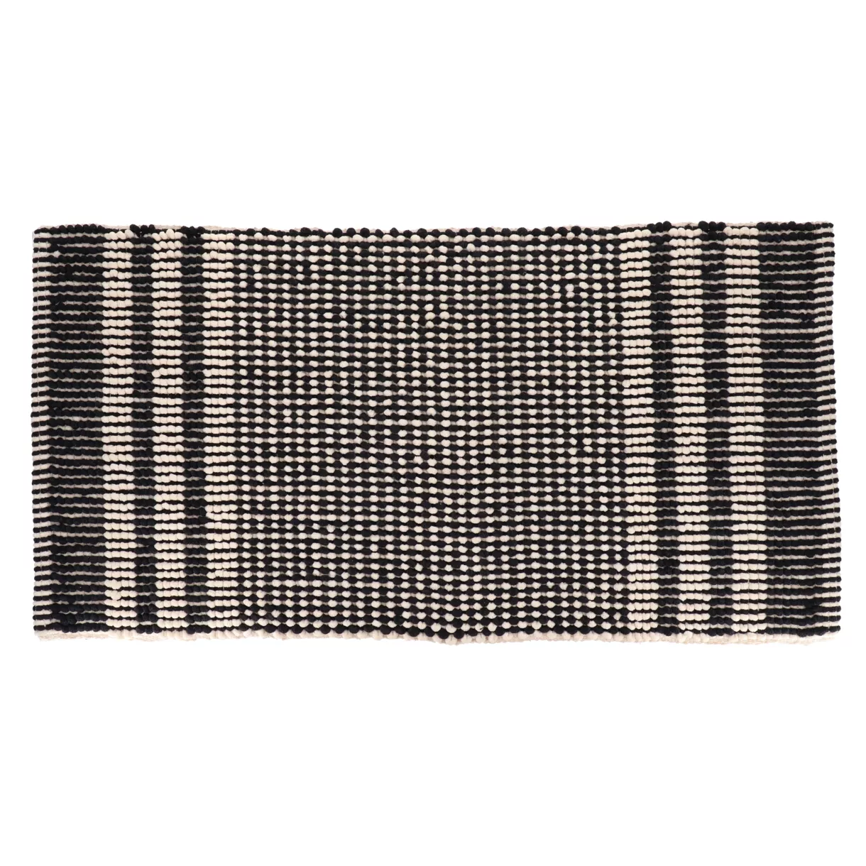 TAPIS KYOTO MICROFIBRE/COTON ASPECT CHENILLE 45X90 CM - NOIR/BEIGE