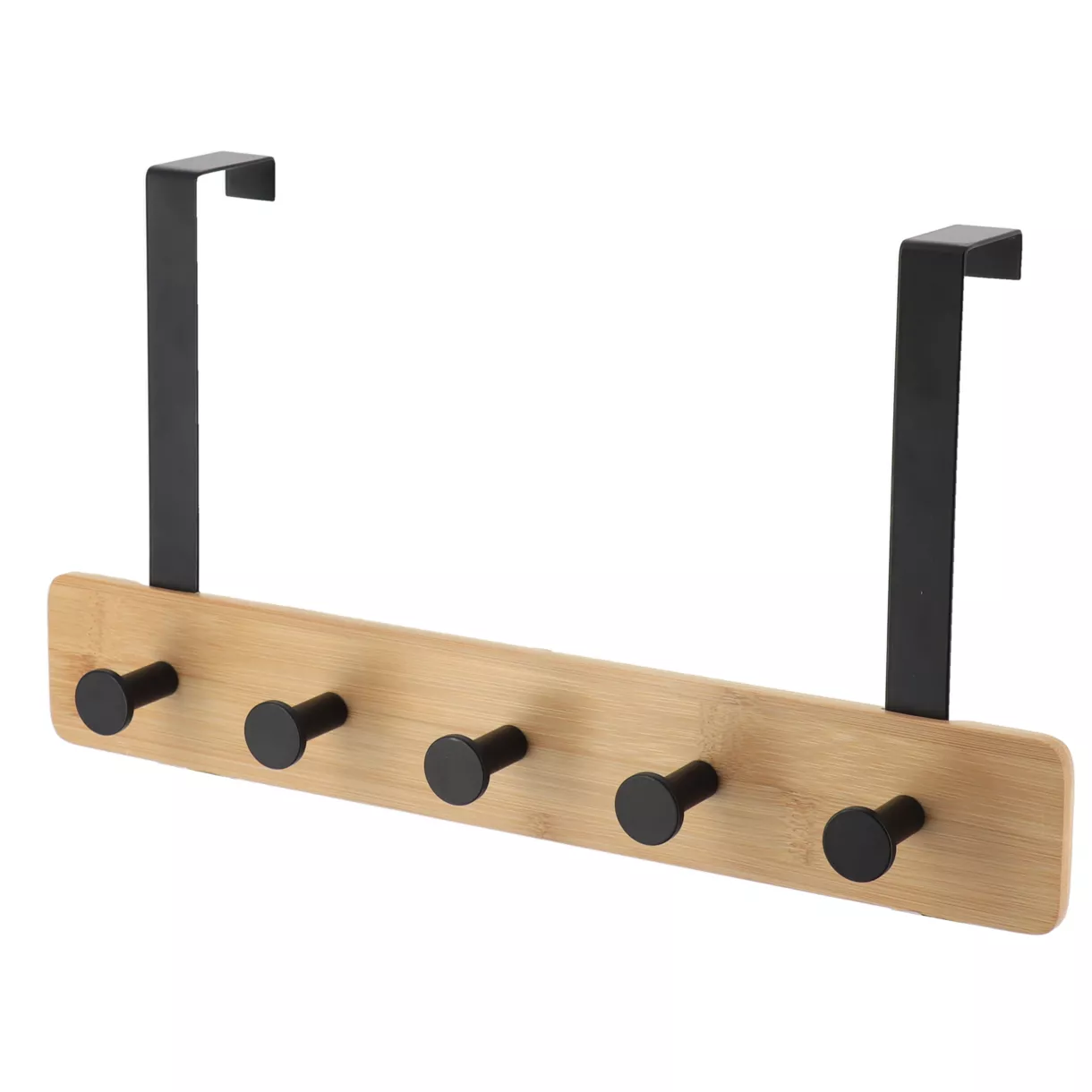PATERE BAMBOU/METAL 5 CROCHETS - BAMBOU/NOIR