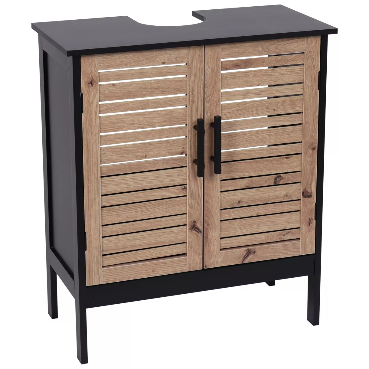 MEUBLE SOUS LAVABO MDF 2 PORTES/1 ETAGERE INTERIEURE - BERGEN