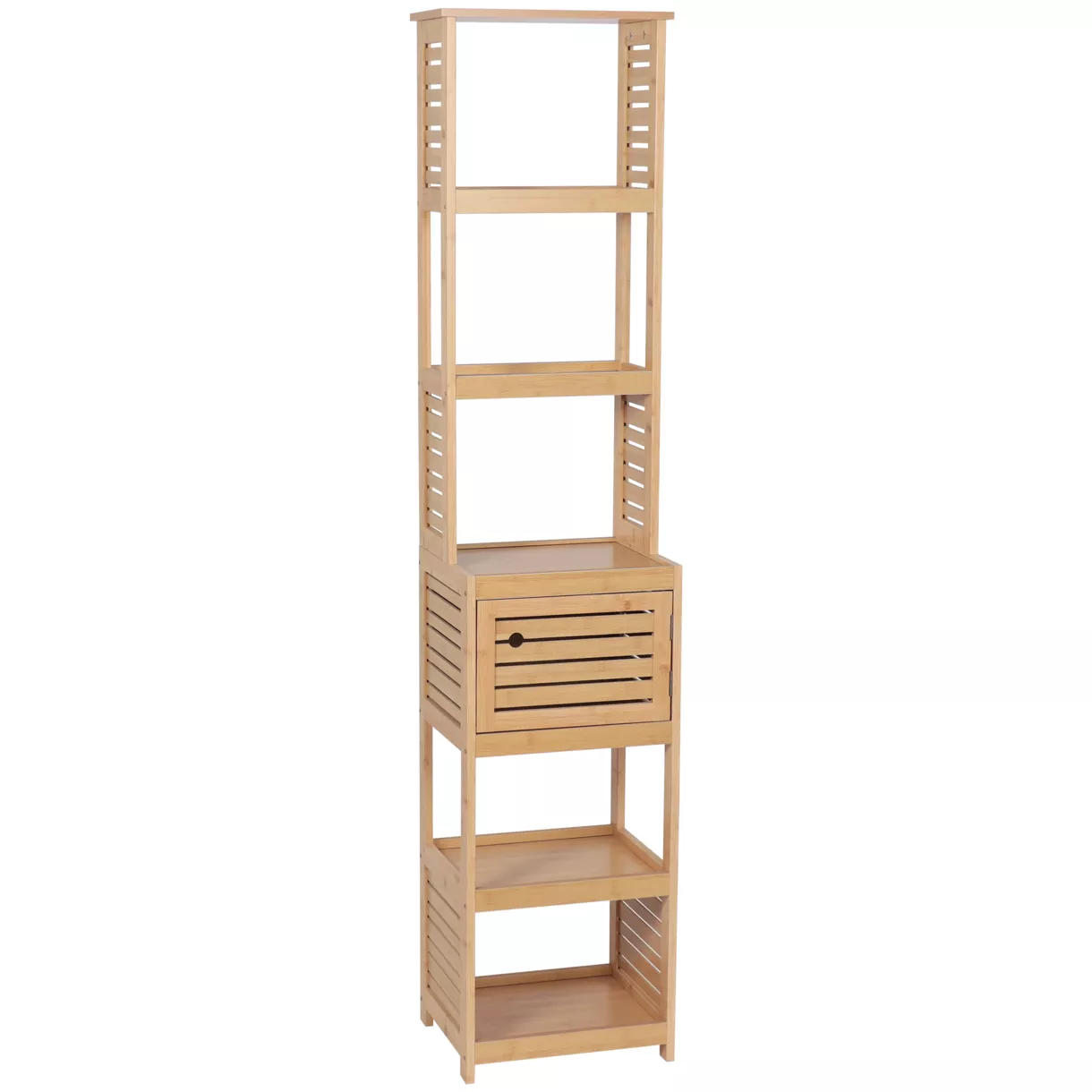 COLONNE DE RANGEMENT BAMBOU ET MDF 1 PORTE - TRINIDAD