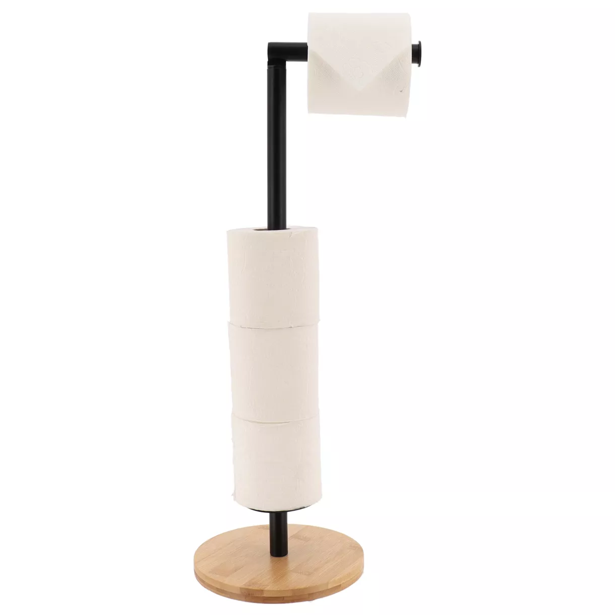RESERVE ET DEROULEUR PAPIER WC BAMBOU METAL - NOIR