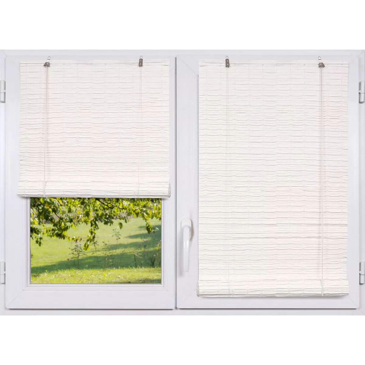 STORE ENROULEUR PE EFFET ROTIN 150X180CM - BLANC
