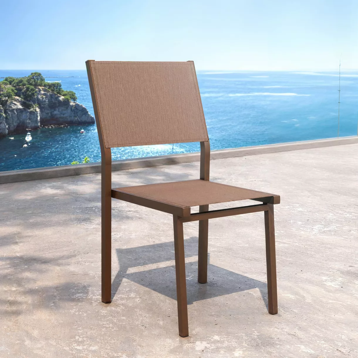 Silla de jardÃ­n apilable de aluminio Murano Bronce
