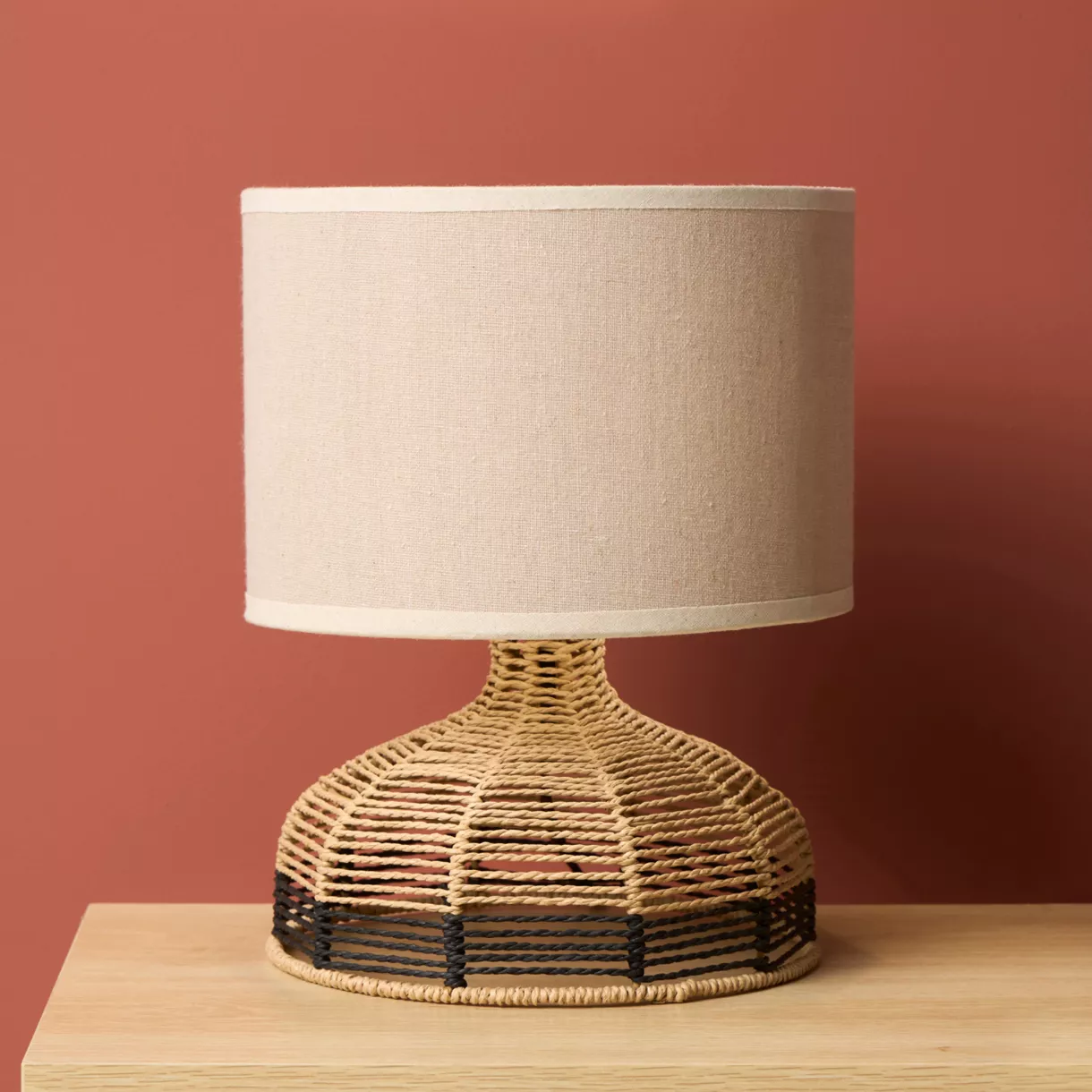 Gevlochten koord tafellamp (H28 cm) Lio Beige
