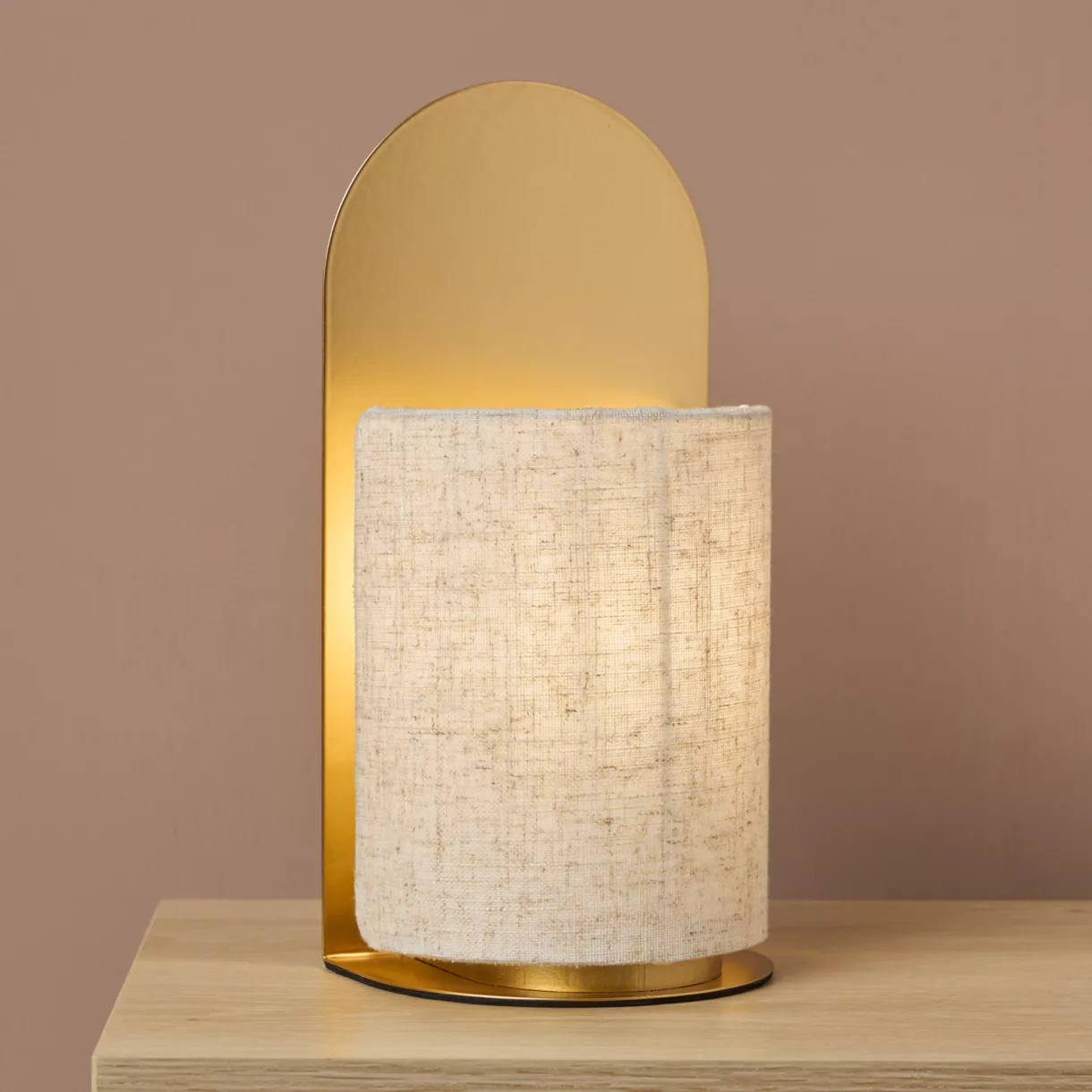 eminza Lampe à poser métal et lin (H27 cm) Ornella Or