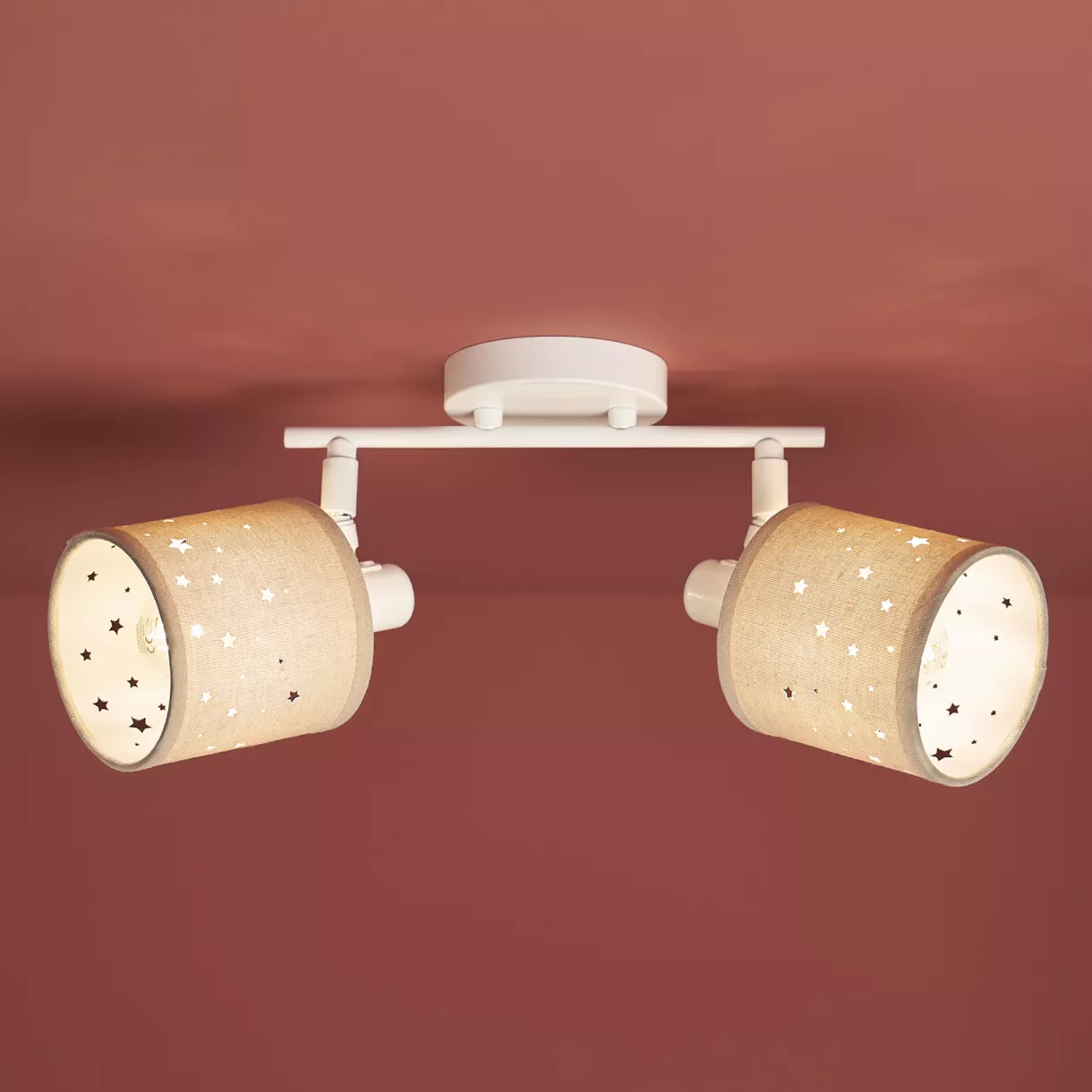Applique murale 2 abat-jour orientables métal et lin (30 x 17 cm) Estrella Beige