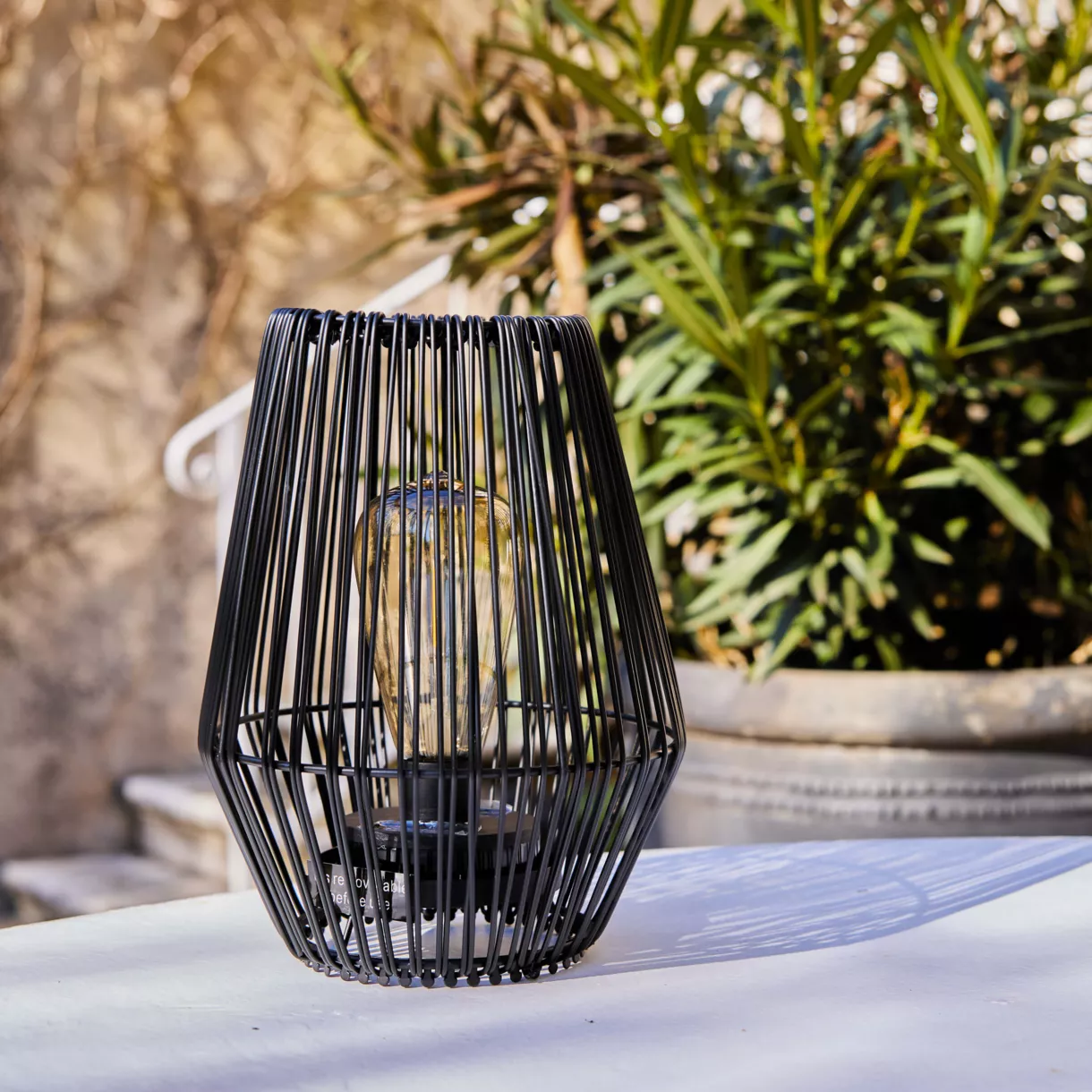 1 Solar lampe de table dia17.50-H23cm-1L noir