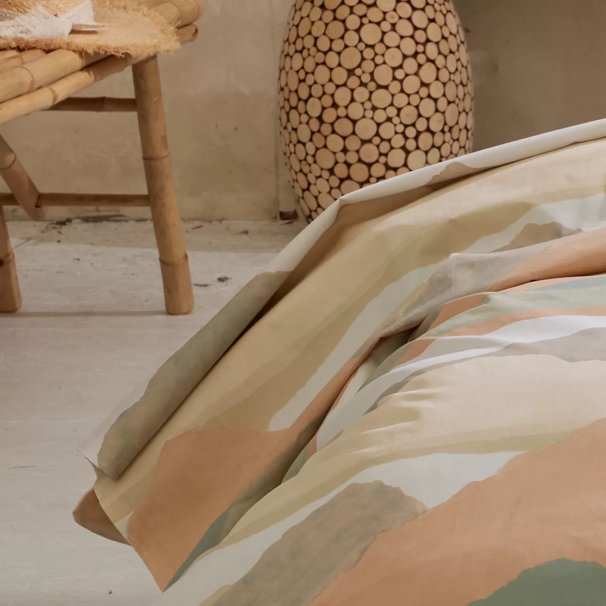 Perkale katoenen bovenlaken (240 x 310 cm) Land Beige Craie