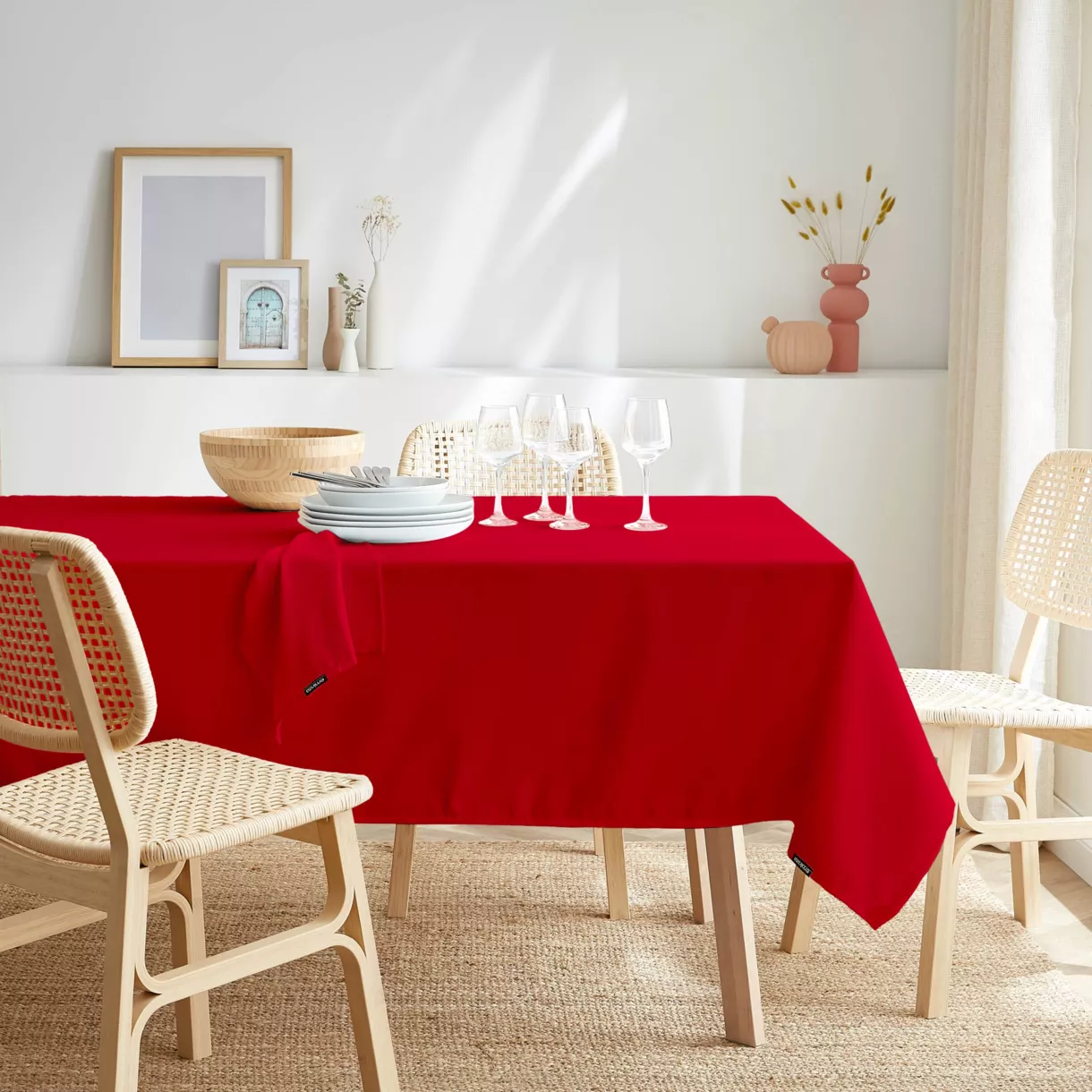 Nappe rectangulaire anti tache (140 x 250 cm) Elise Rouge