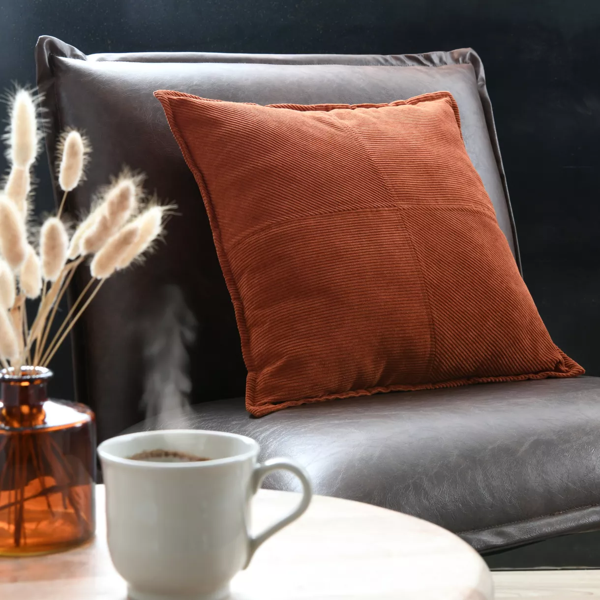 Coussin carré velours (45 x 45 cm) Dandy Terracotta