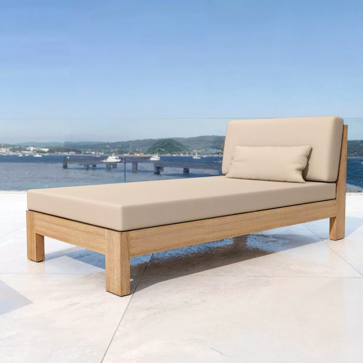Conjunto de jardín esquinero de madera de acacia 5 plazas 5 pzas Bornéo Arena