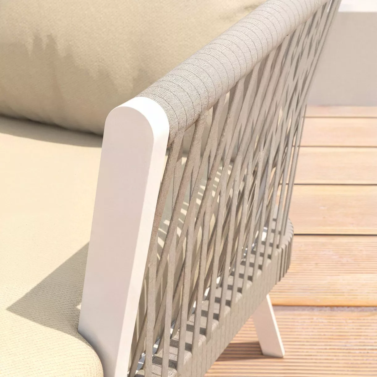 Salon de jardin en aluminium 2 places 3 pcs Amalfi Blanc et beige
