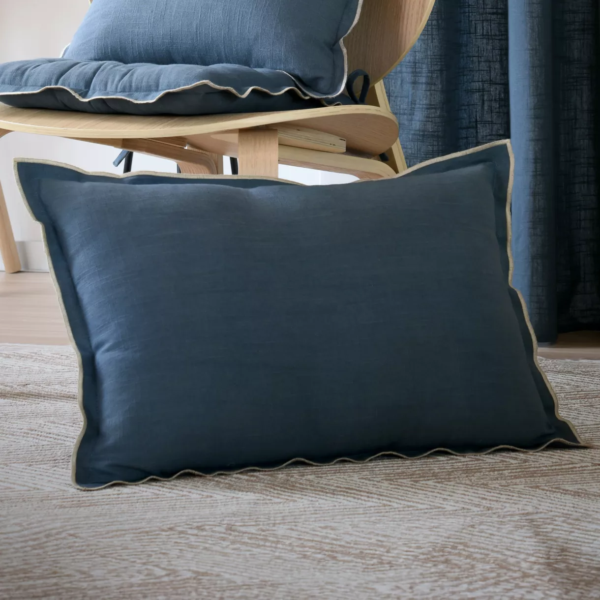 eminza Coussin rectangulaire coton (40 x 60 cm) Helios Bleu
