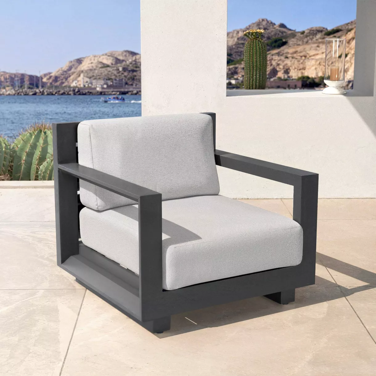 Gartensessel aus Aluminium Elba Anthrazitgrau und Hellgrau