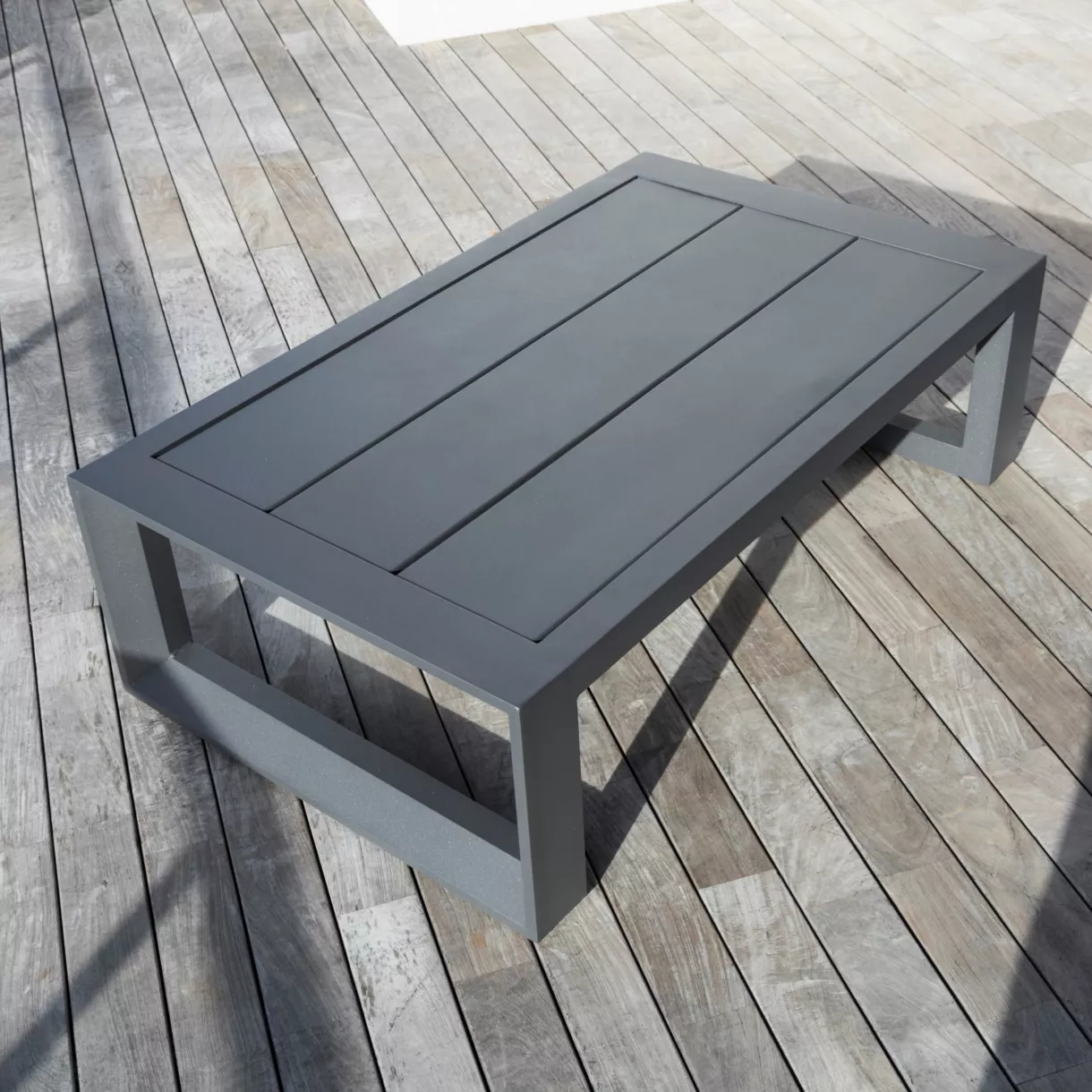 Table basse de jardin rectangulaire en alumininum (120 x 72 cm) Elba Gris anthracite