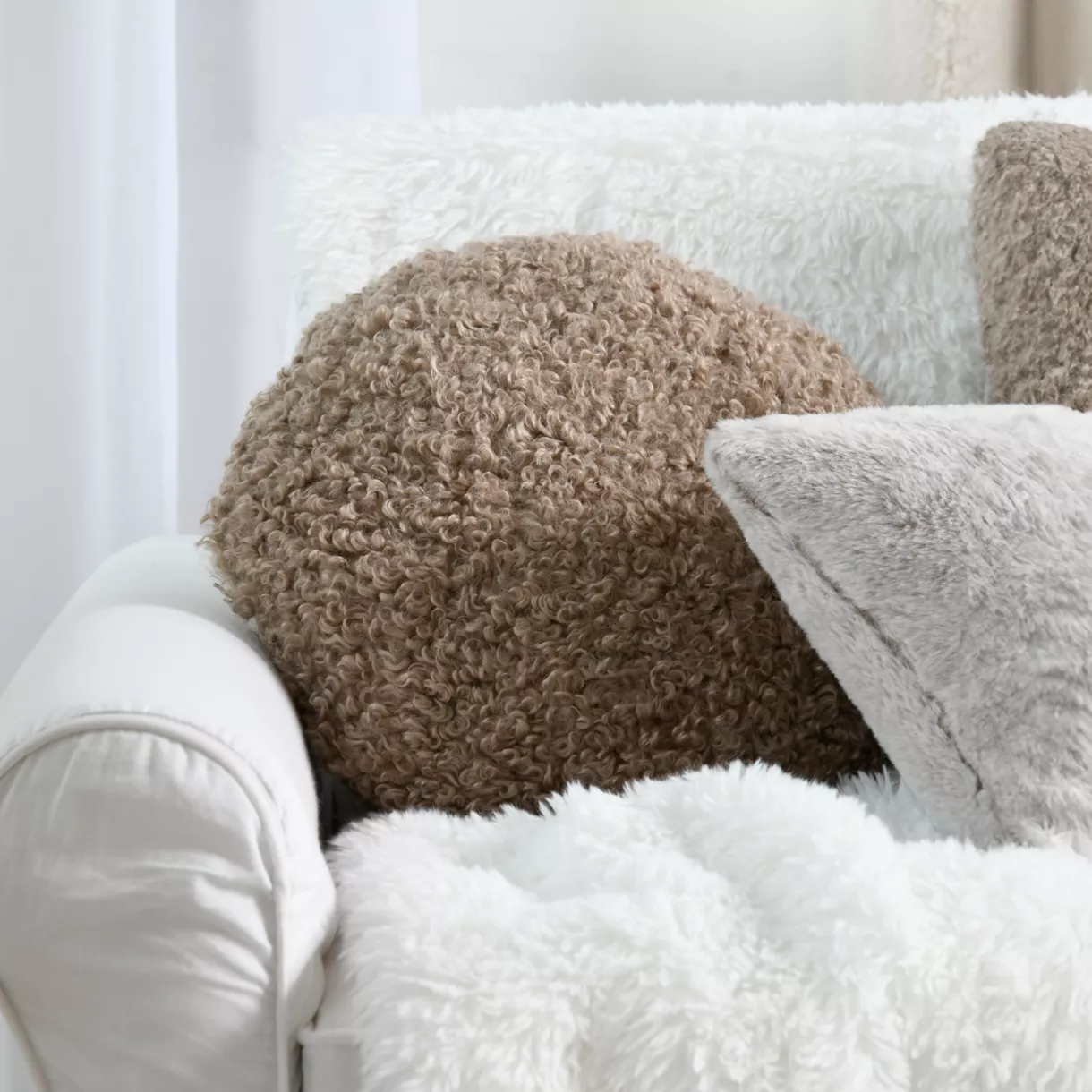 COSYLIFE COUSSIN ROND 40CM TAUPE