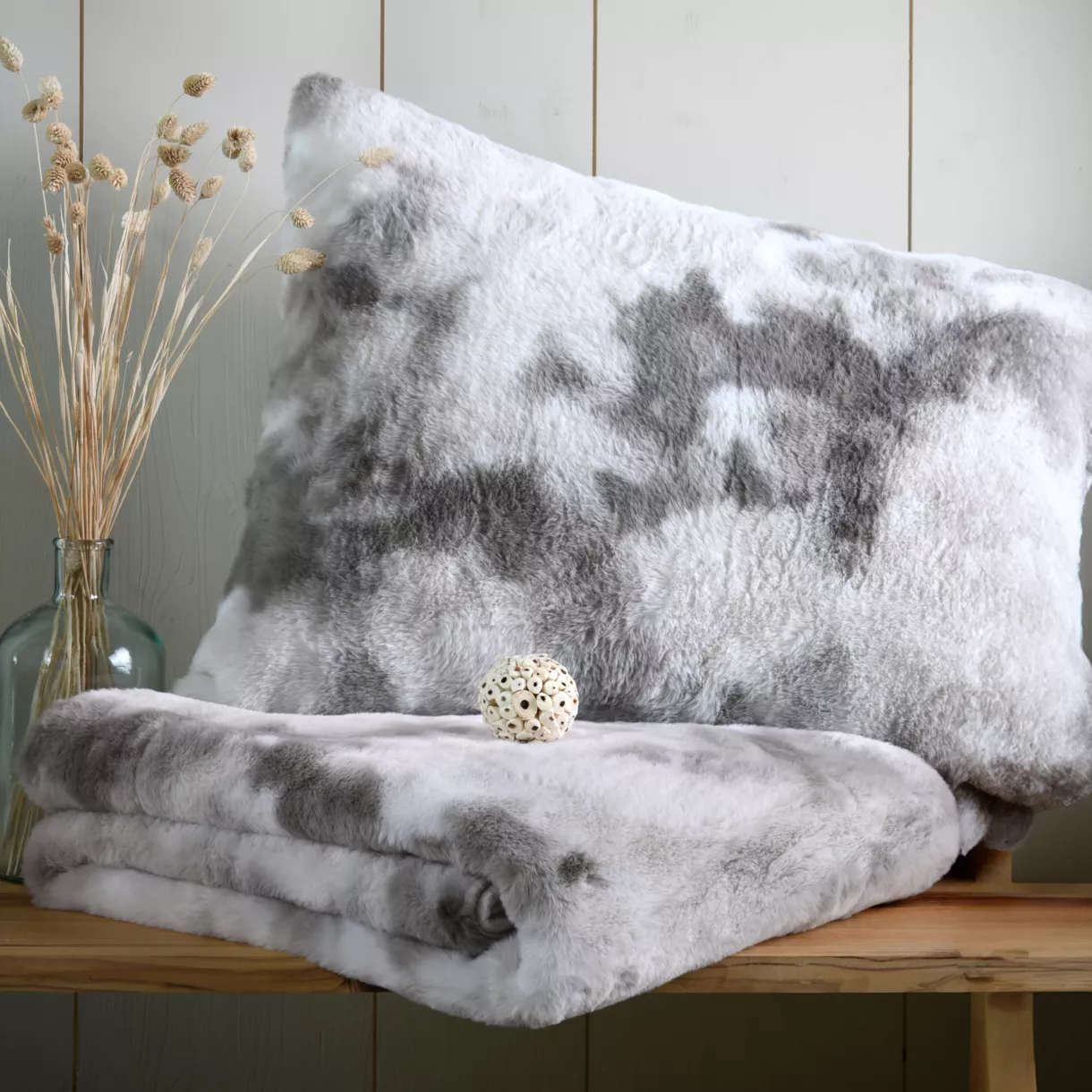 eminza Plaid fausse fourrure (125 x 150 cm) Harald Beige
