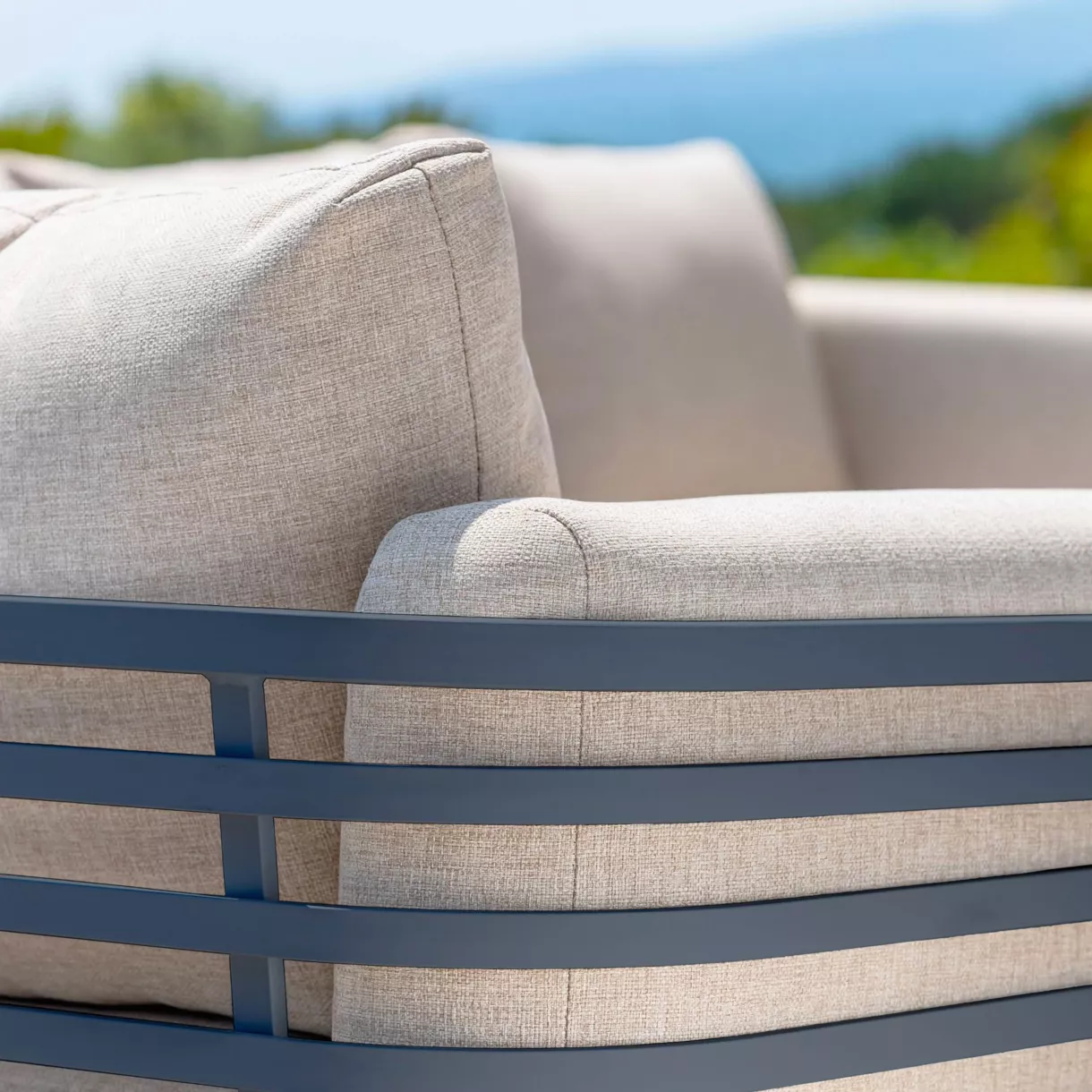 Salon de jardin aluminium 7 places 6 pcs Monte Carlo Gris anthracite et taupe
