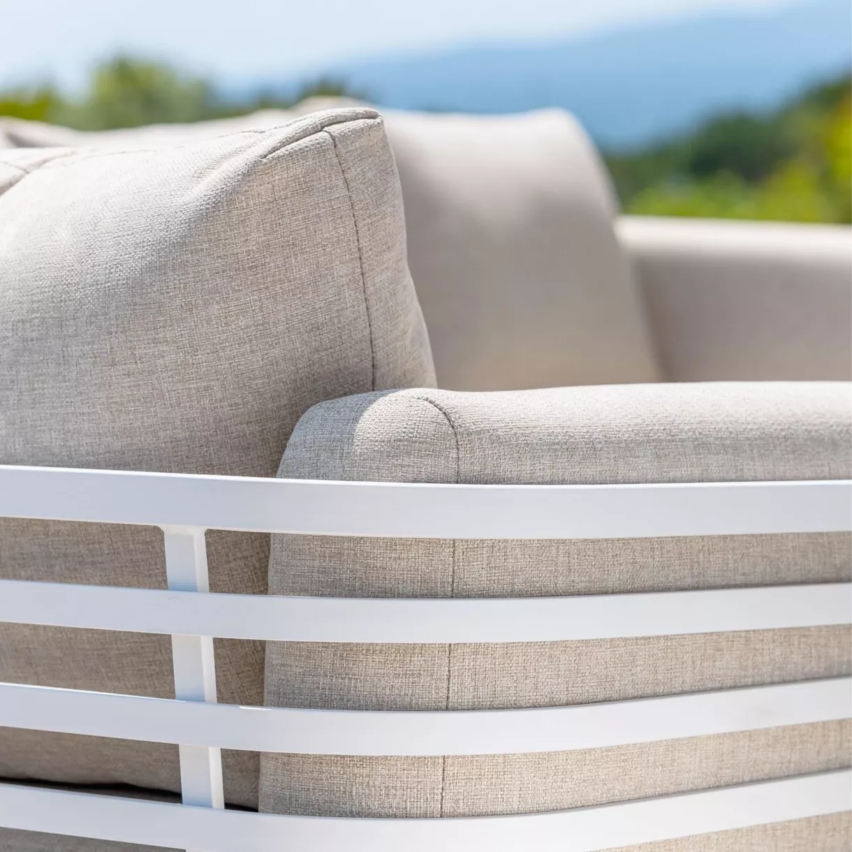 Salon de jardin aluminium 9 places 12 pcs Monte Carlo Blanc et taupe