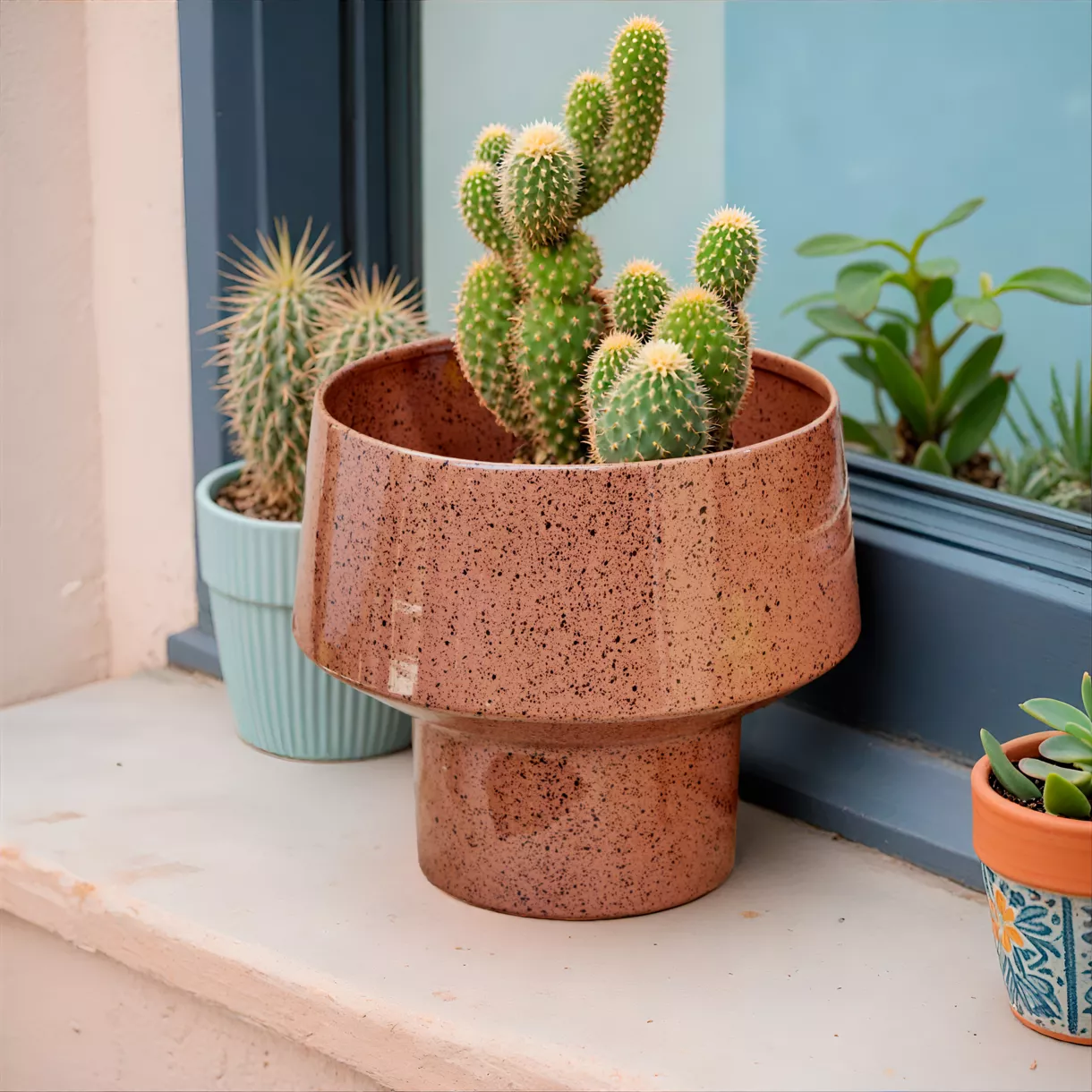 1 Cache-pot fer OU VASE dia18-H16cm brun terra