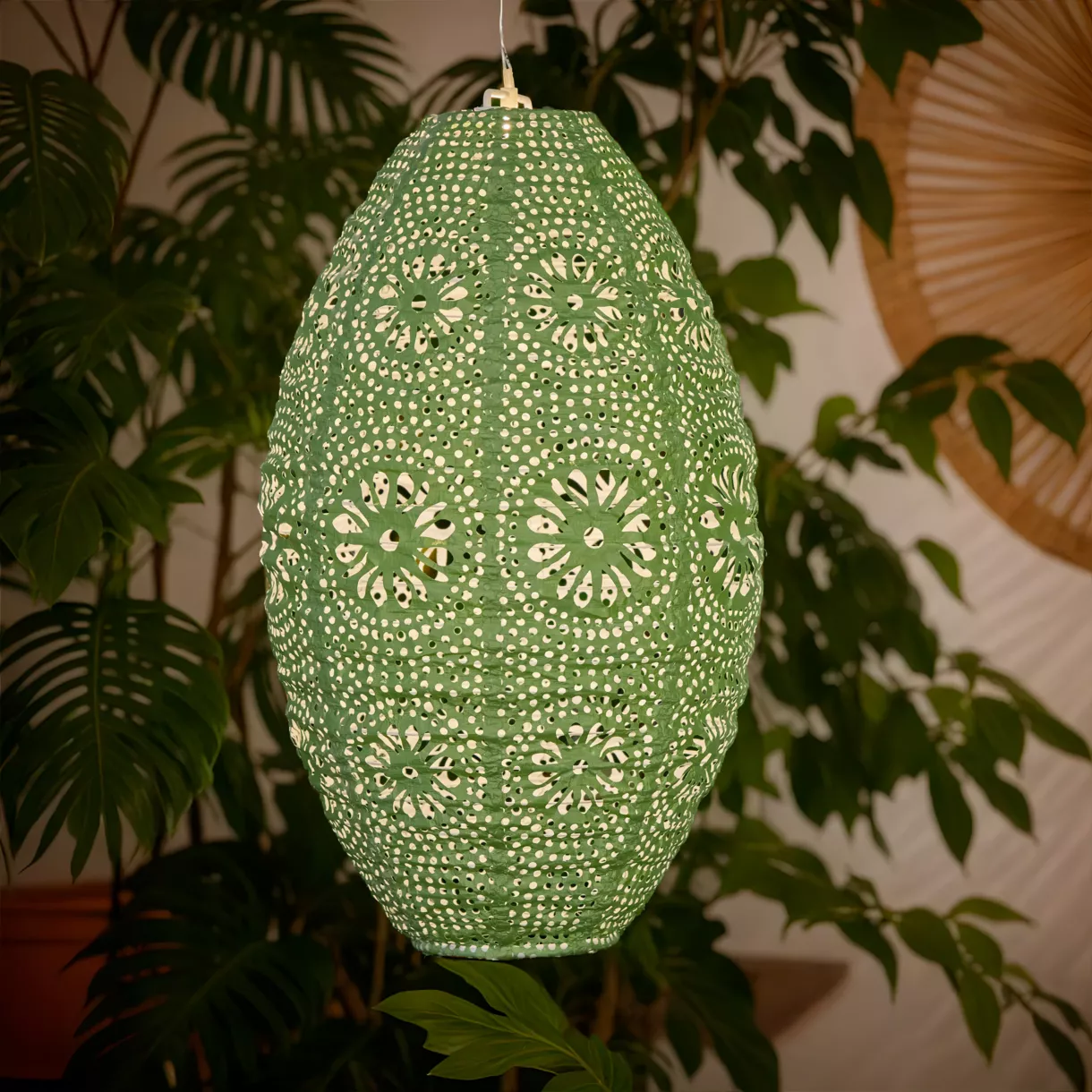 1 Solar lanterne dia23-H38cm-1L vert/blanc chaud