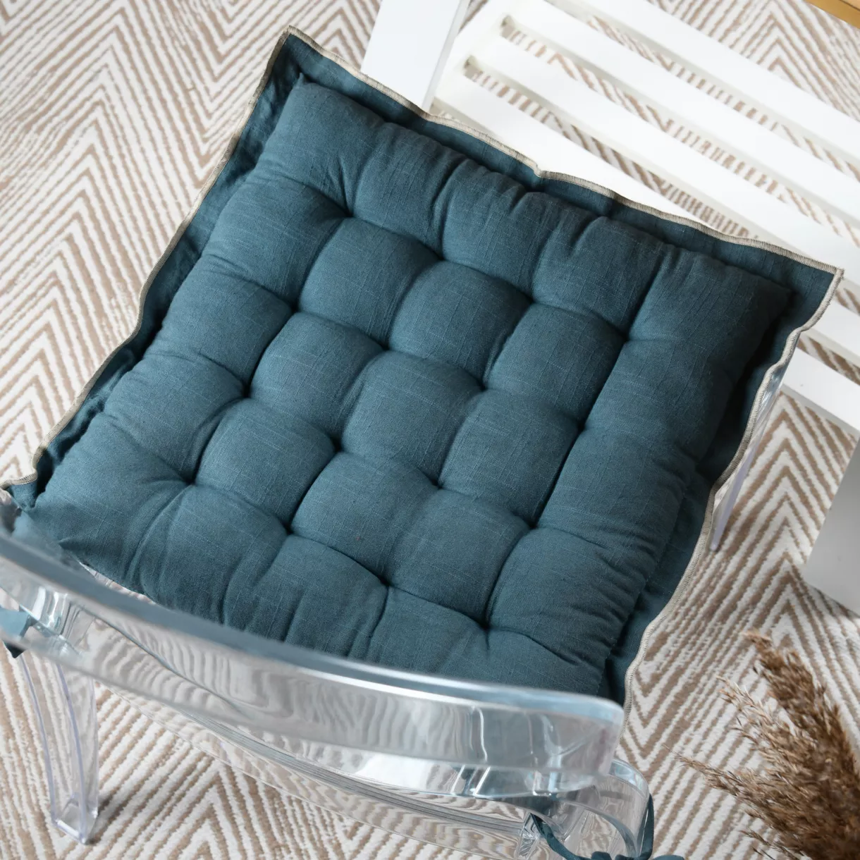 Coussin de chaise carré coton (38 x 38 cm) Helios Bleu