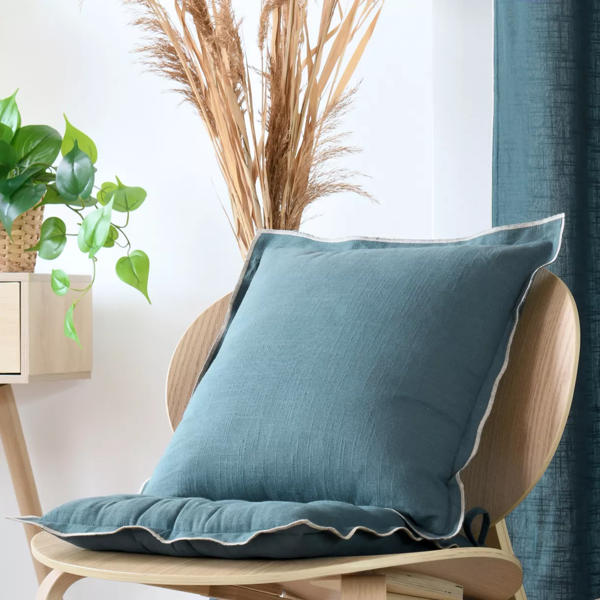 Coussin carré coton (45 x 45 cm) Helios Bleu