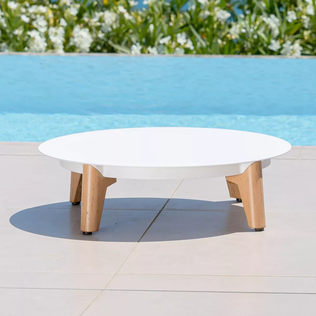 Table basse de jardin ronde (D68 cm) Monte Carlo Blanc