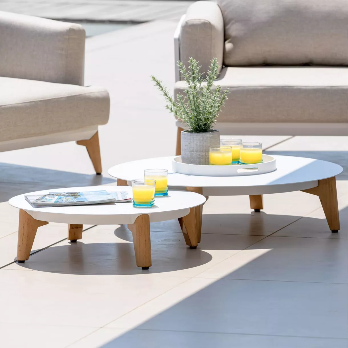Conjunto de jardín de aluminio 4 plazas 5 piezas Monte Carlo Blanco y gris claro