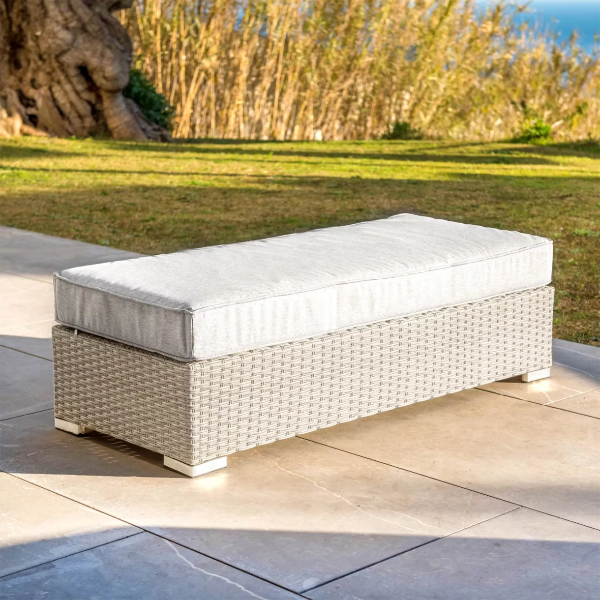 Banquette en résine tressée 2 places Palma Gris