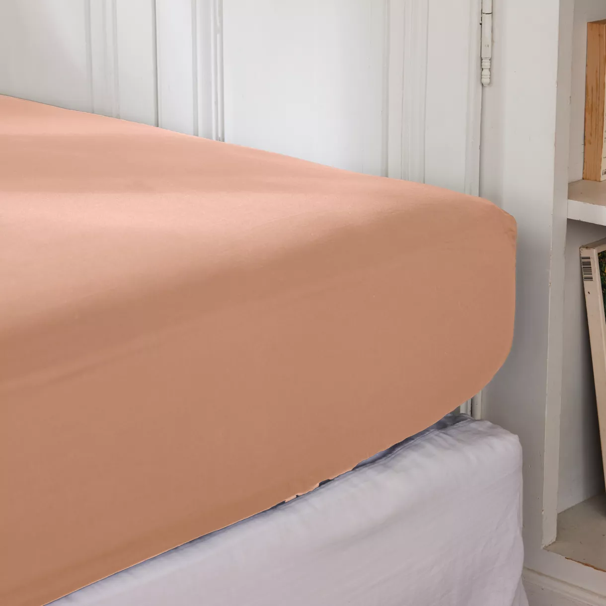 EM - Drap housse 90 x 200 cm Percale unie CALI Taupe