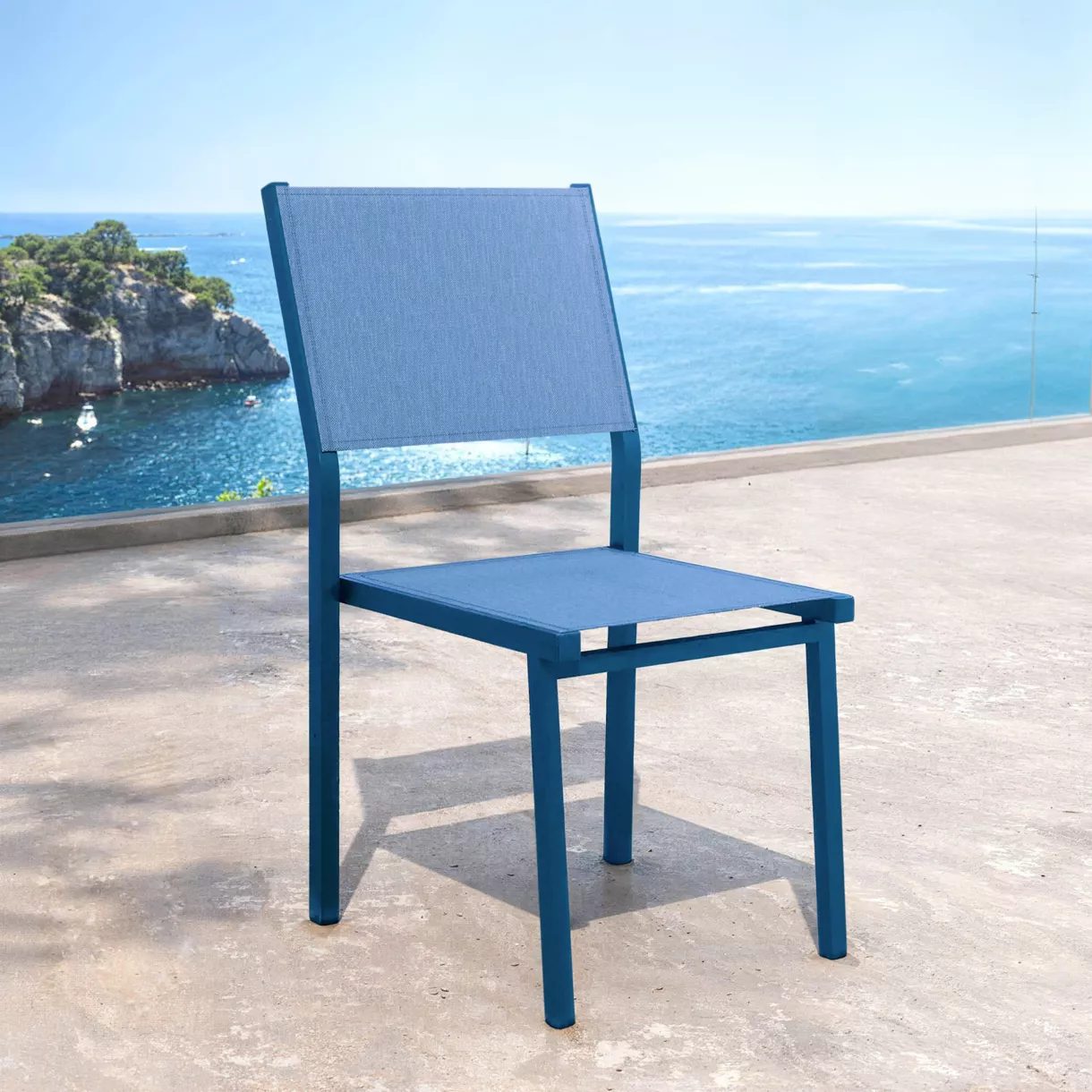Stapelbare aluminium tuinstoel Murano Blauw
