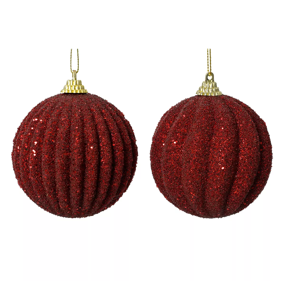 LOT DE 12  Boule Reflet d'or dia8cm bordeaux 