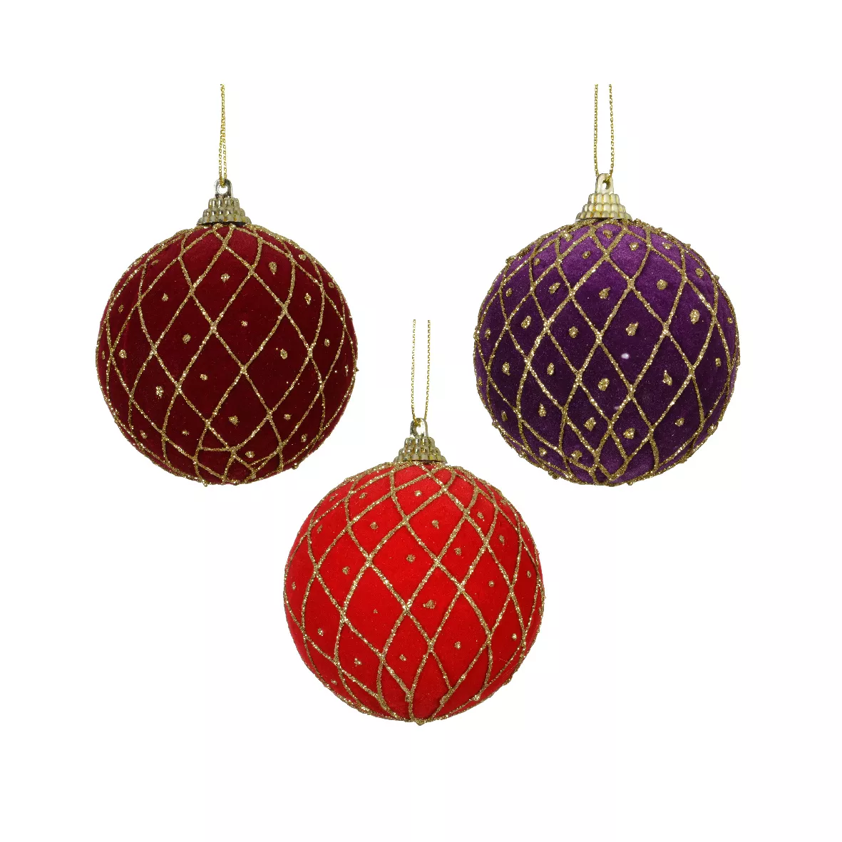 LOT DE 12  Boule mousse Palais Royal dia8cm Rouge, figue et bordeaux
