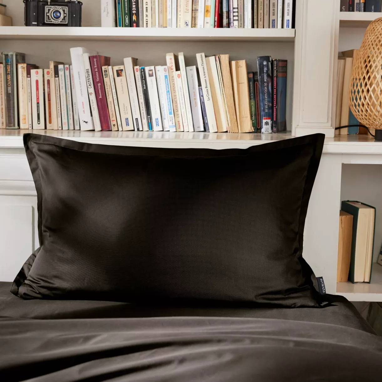 Taie d'oreiller rectangulaire percale de coton (50 x 80 cm) Cali Noire