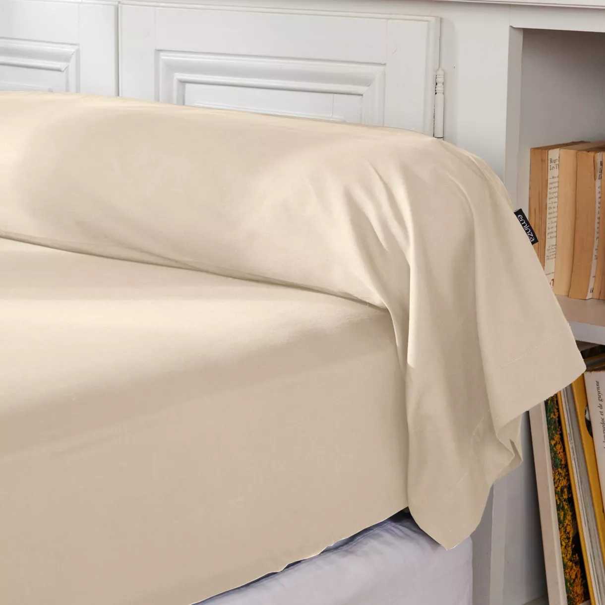 Taie de traversin percale de coton (L185 cm) Cali Beige