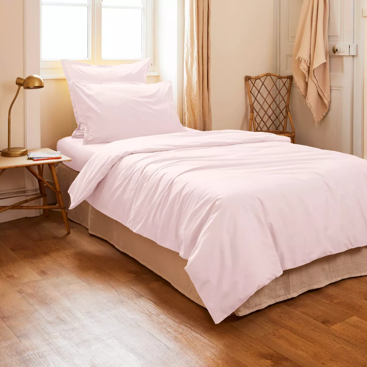 Dekbedovertrek percal katoen (140 x 200 cm) Cali Poederroze