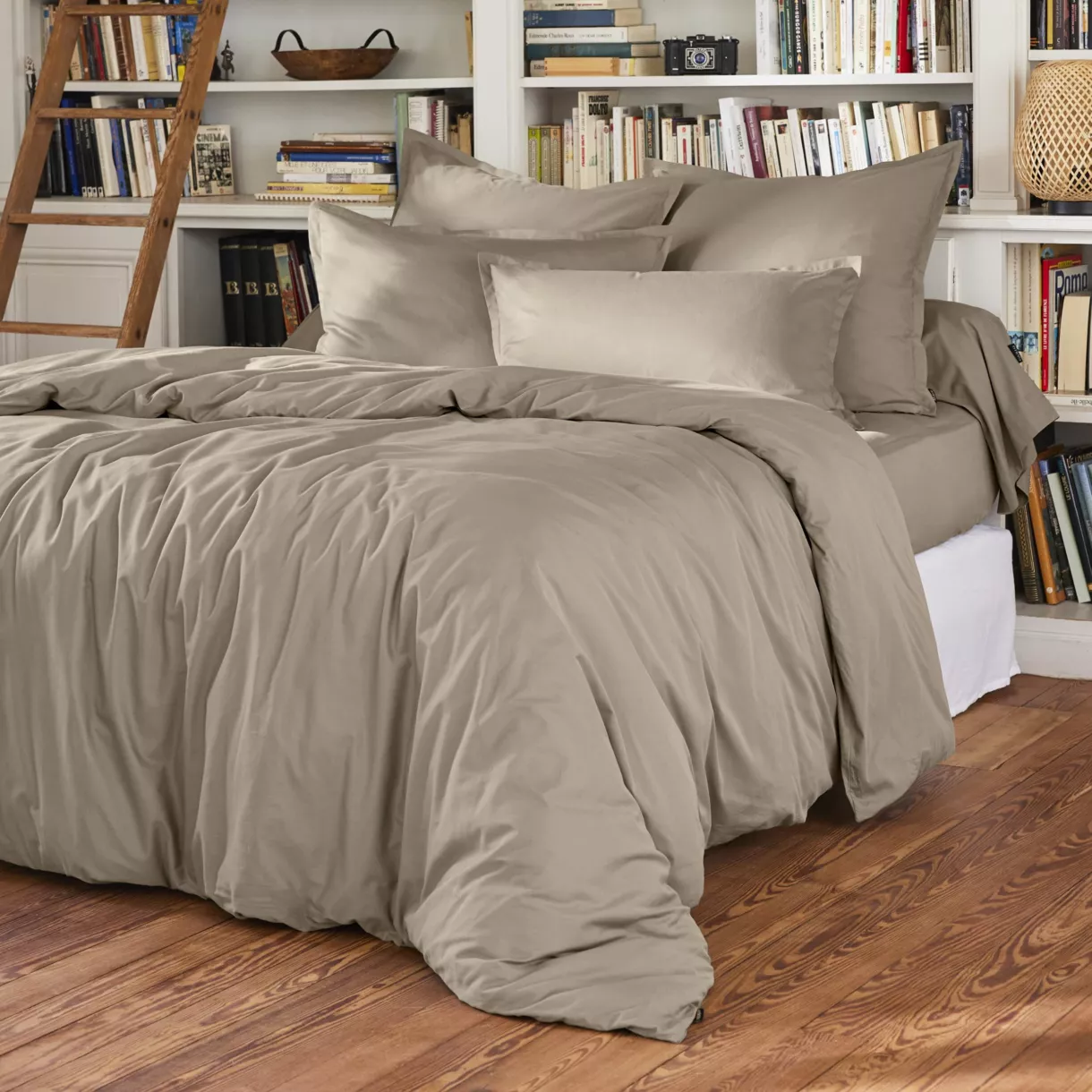 EM - Housse de couette 200 x 200 cm Percale unie CALI Taupe